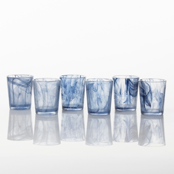 Fortessa Blue Swirl Short Glasses, Set of 6