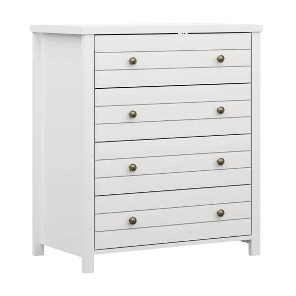 Matte White 4-Drawer Wood Dresser