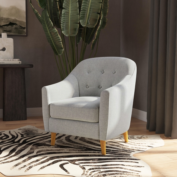Gray Tufted Woven Accent Chair