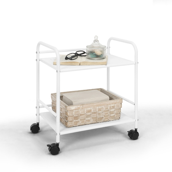 White Metal 2Tier Utility Rolling Cart Kirklands Home