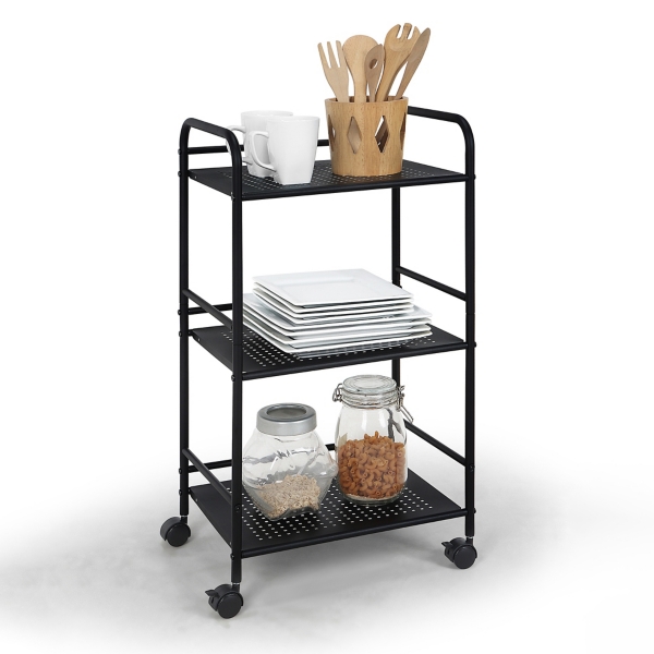 Black Metal 3Tier Utility Rolling Cart Kirklands Home
