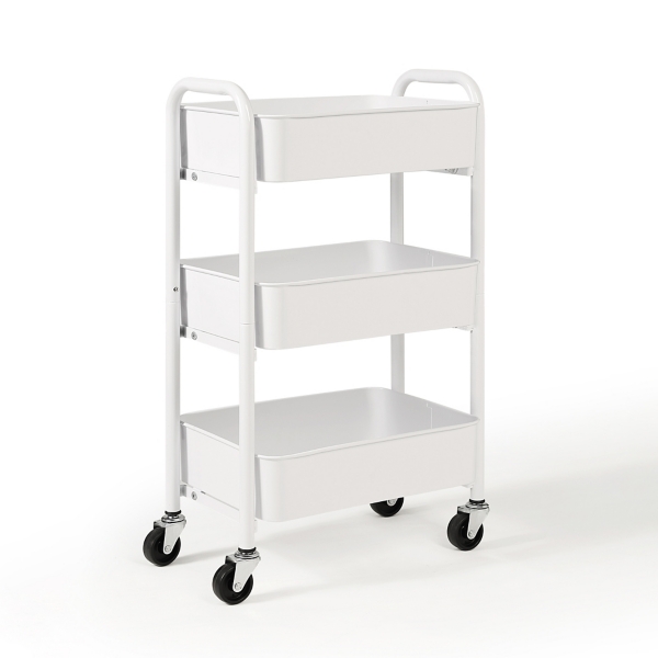 White Metal 3-Tier Organizer Storage Cart
