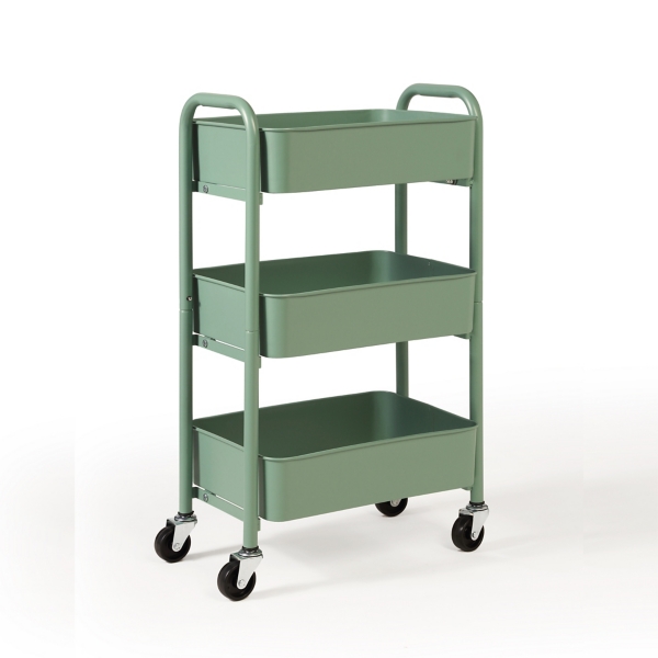 Turquoise Metal 3-Tier Organizer Storage Cart