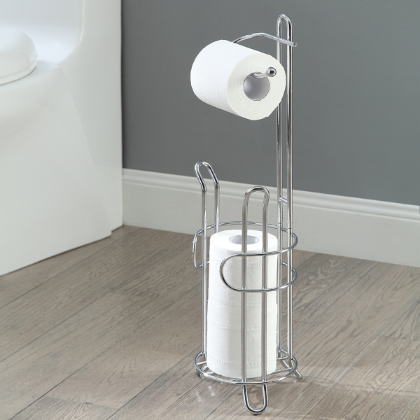 Silver Toilet Paper Storage Stand