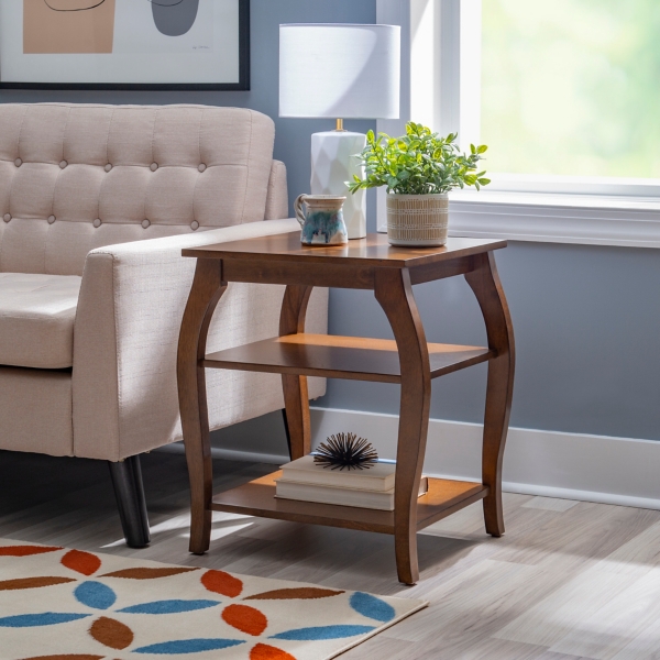 Hazelnut Prismatic Wood Accent Table