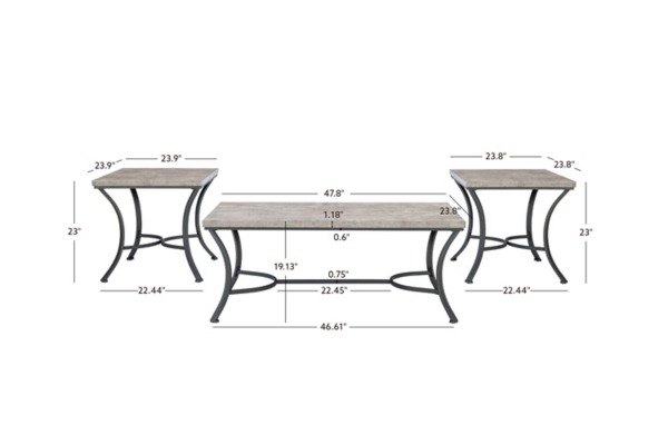 Faux Concrete 3-pc. Coffee & Side Table Set