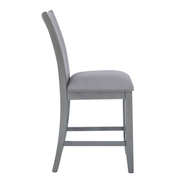 Gray Wood Upholstered Counter Stools, Set of 2