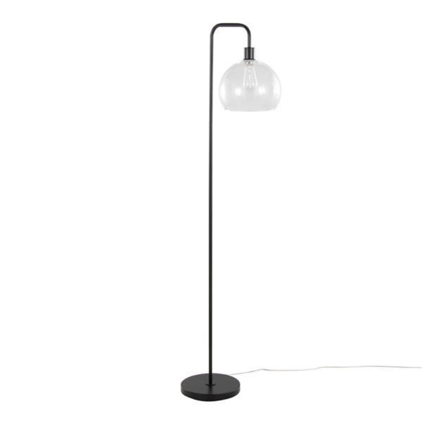 Matte black floor lamp deals with seeded glass