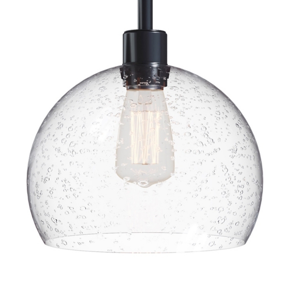 Bronze and Seeded Glass Shade Floor Lamp