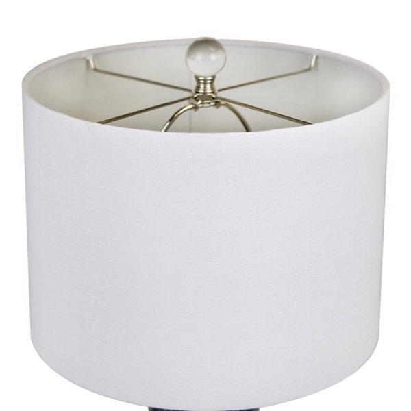 Blue Ceramic Embossed Spiro Table Lamp