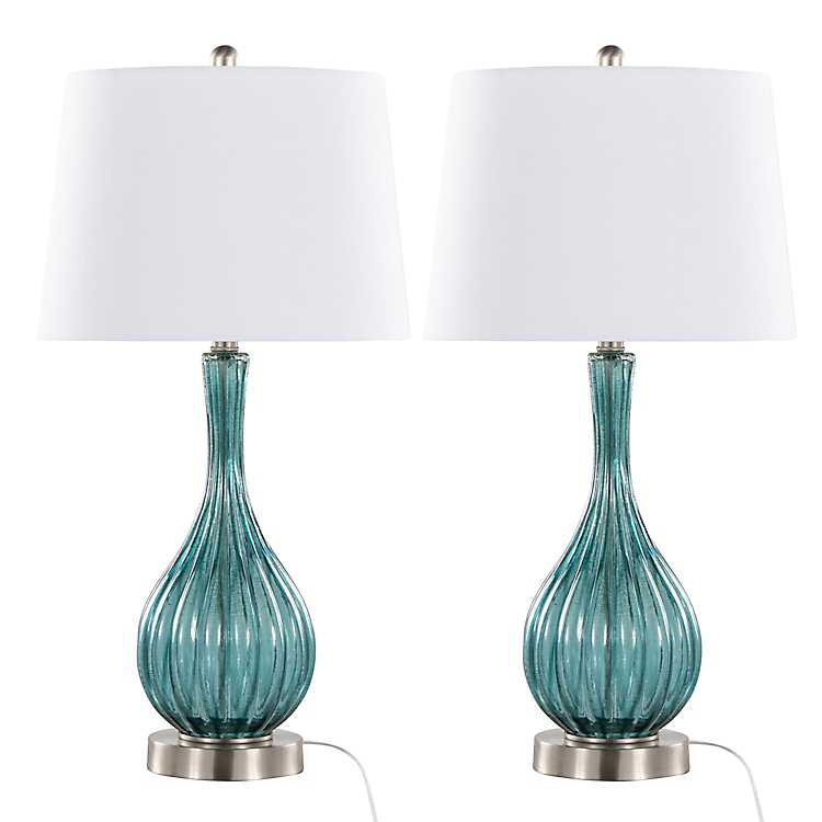 Sapphire Crackle Glass Table Lamps, Set of 2 | Kirklands Home