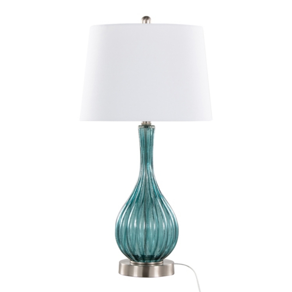 Sapphire Crackle Glass Table Lamps, Set of 2