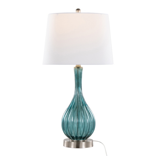 Sapphire Crackle Glass Table Lamps, Set of 2