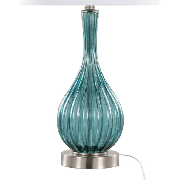 Sapphire Crackle Glass Table Lamps, Set of 2