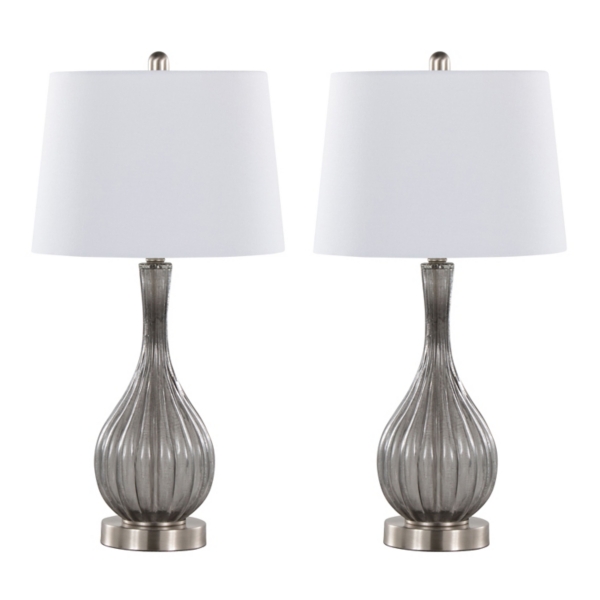 Gray Crackle Glass Teardrop Table Lamps, Set of 2 Kirklands Home