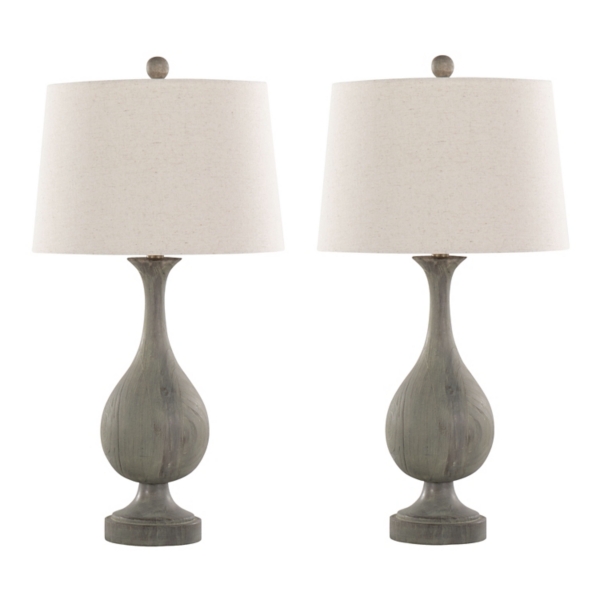 Gray Teardrop Table Lamps, Set of 2