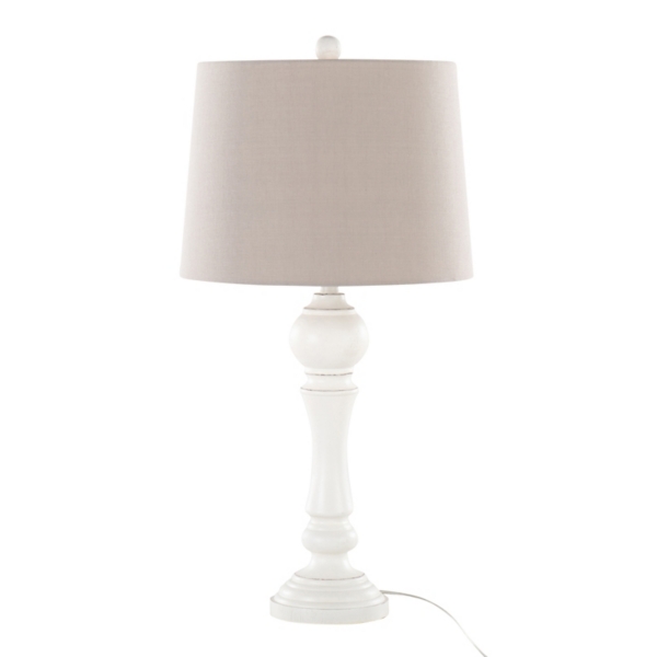 Distressed Off-White Wilton Table Lamps, Set of 2