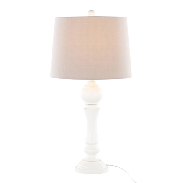 Distressed Off-White Wilton Table Lamps, Set of 2