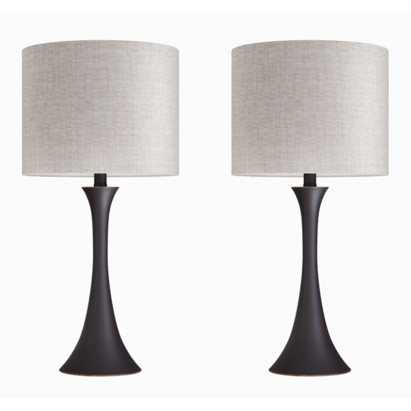 Bronze Metal Hourglass Table Lamps, Set of 2
