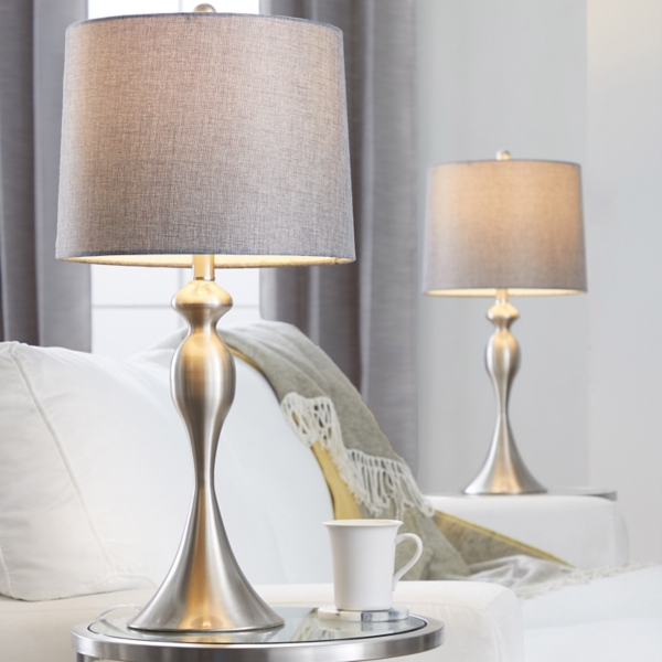 Brushed Nickel Ashley Table Lamps, Set of 2