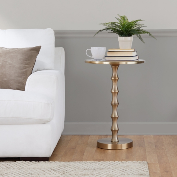 Gold Metal Bamboo Accent Table