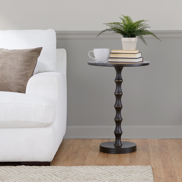 Black Metal Bamboo Accent Table