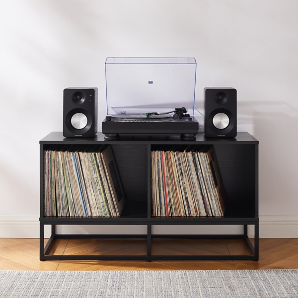 Kirklands Black Metal Record Storage Media Console Hamilton Place