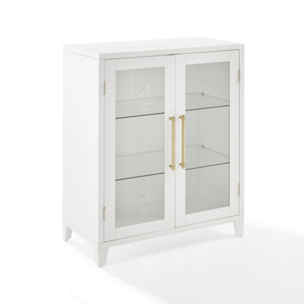 White & Gold Glass Door Storage Cabinet | Kirklands Home