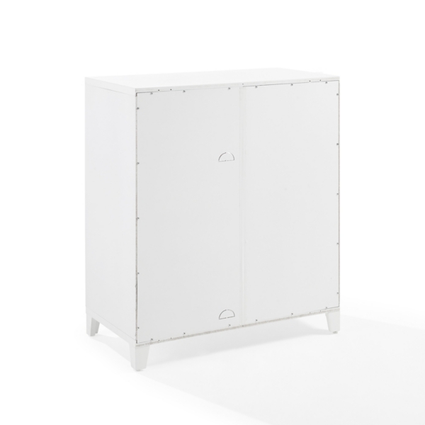 White & Gold Glass Door Storage Cabinet