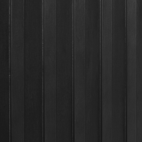 Black Slatted Sliding Door Cabinet