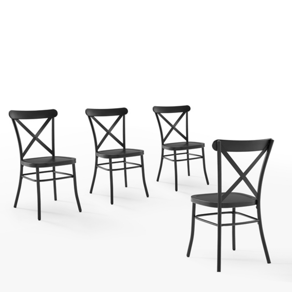 Black Metal Open Back Chairs, Set of 4