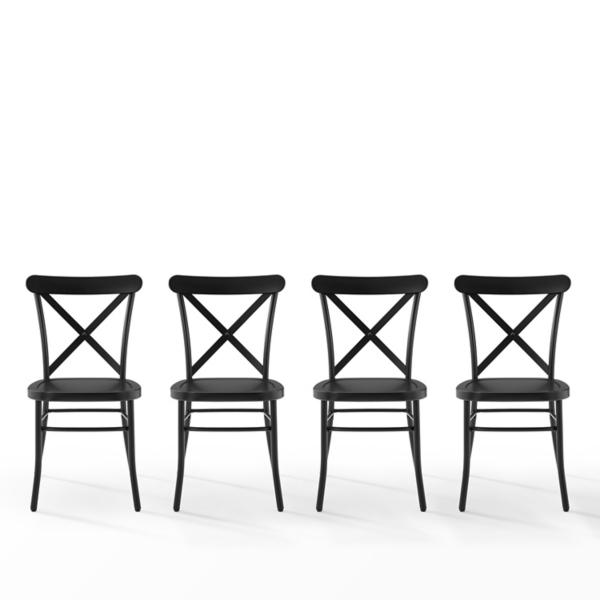 Black Metal Open Back Chairs, Set of 4