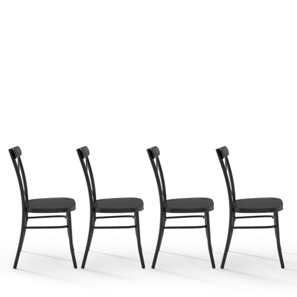 Black Metal Open Back Chairs, Set of 4