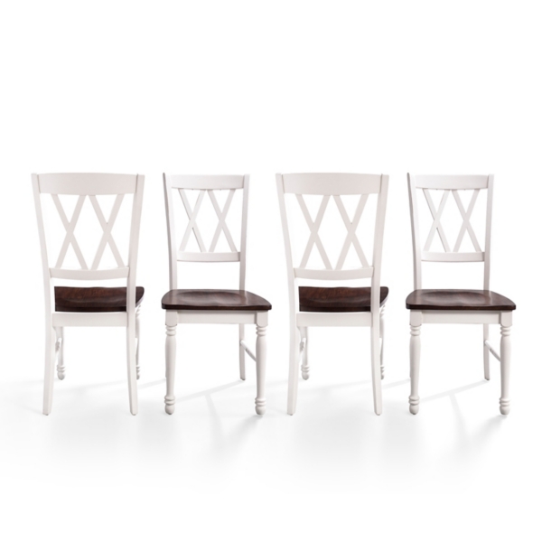 White Wood Farmhouse Dining Chairs, Set of 4