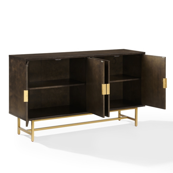 Wood & Gold Metal Cabinet