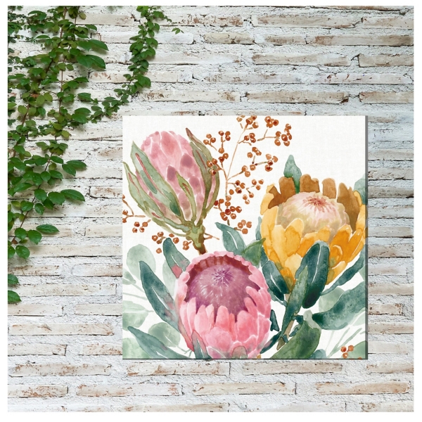 Blooming Protea Floral Outdoor Canvas Art Print