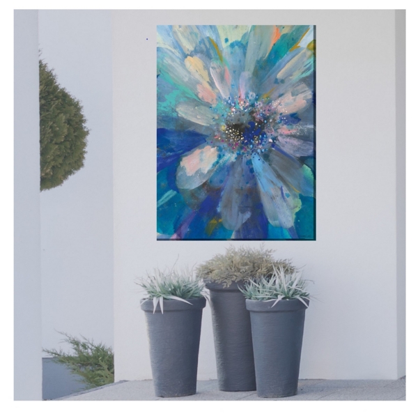 Glittery Flower Outdoor Canvas Art Print