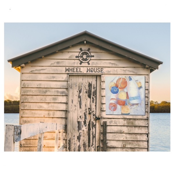 Pastel Buoys Outdoor Canvas Art Print