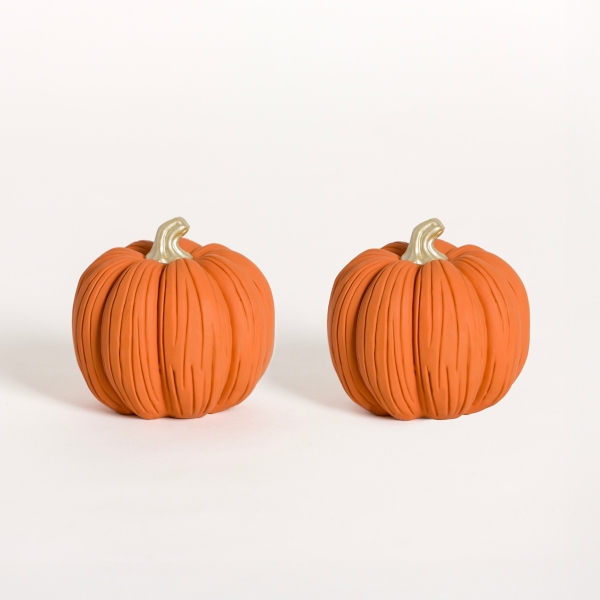 Chalky Orange Pumpkin Statues, Set Of 2 | Kirklands Home