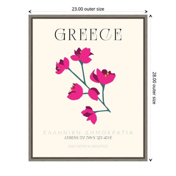 Greece Floral Poster Framed Canvas Art Print