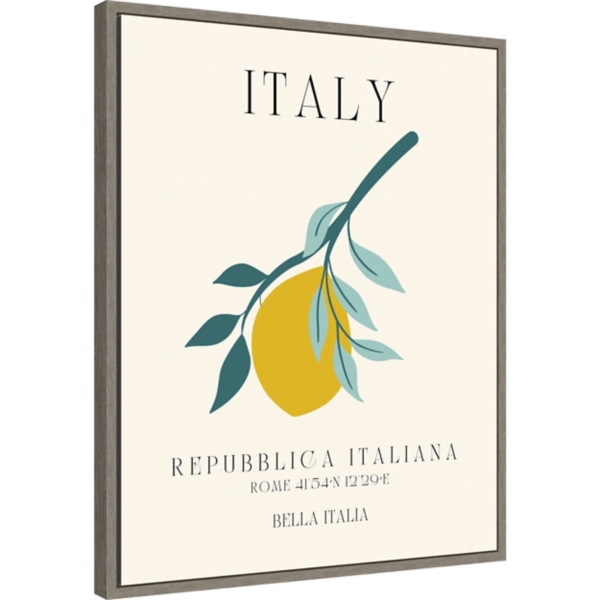 Italy Lemon Poster Framed Canvas Art Print
