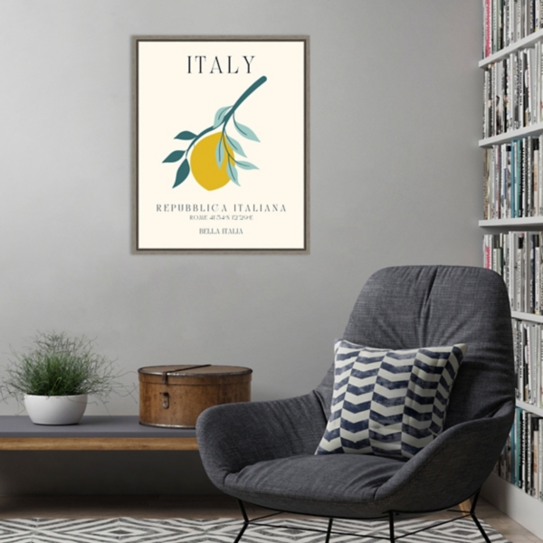 Italy Lemon Poster Framed Canvas Art Print