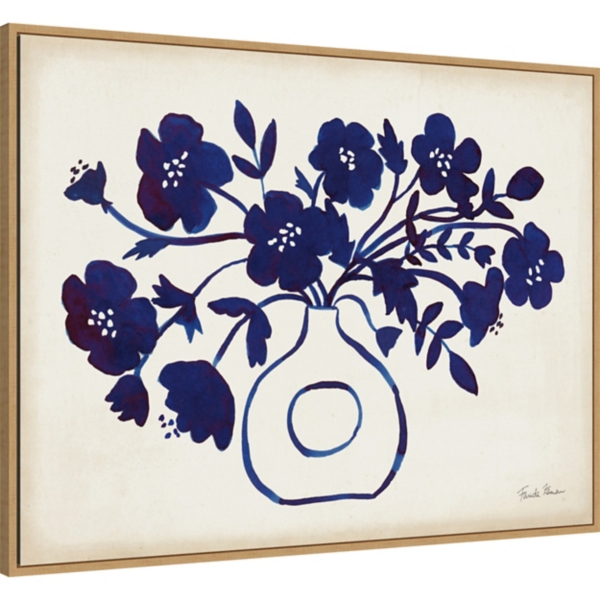 Modern Blue Vase Framed Canvas Art Print