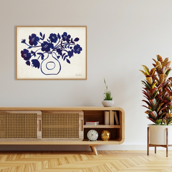 Modern Blue Vase Framed Canvas Art Print