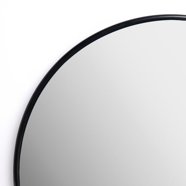 Round Black Nouveau Linear Wall Mirror, 38 in.