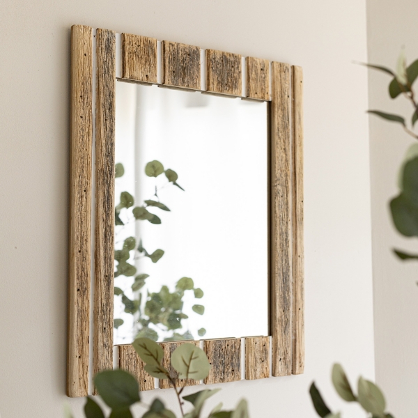 Rustic Driftwood Striped Wall Mirror Kirklands Home