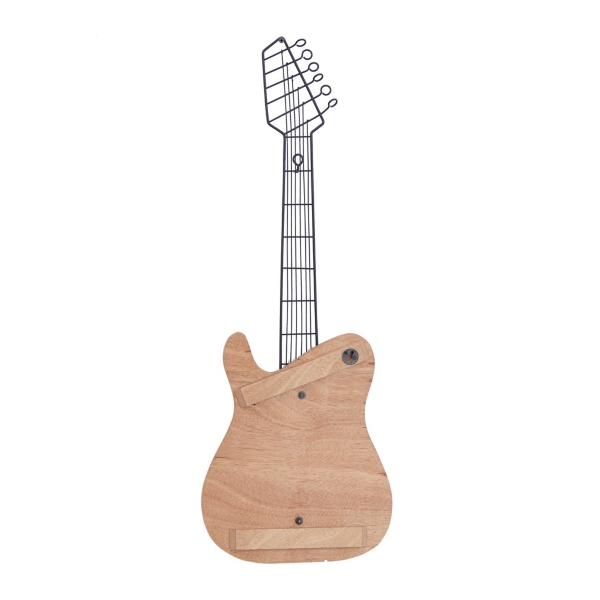 Brown Wood Electric Guitar Wall Plaque