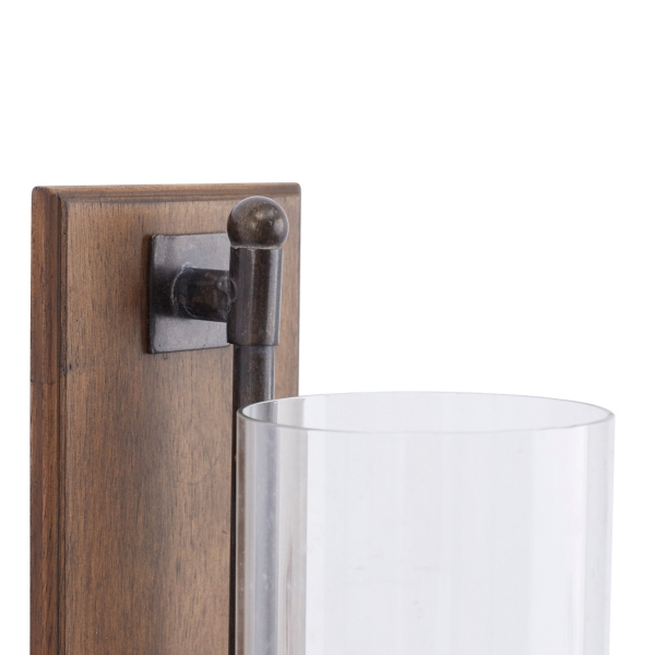 Brown Wood Sconce with Glass Holder
