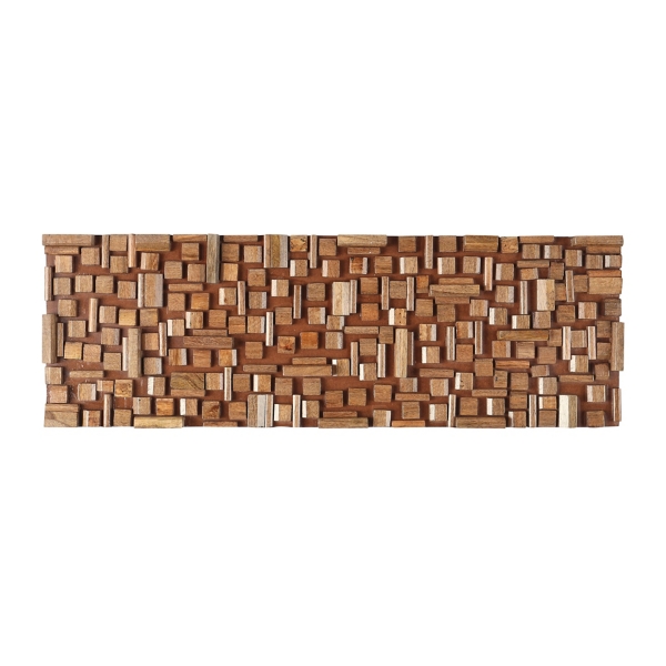 Brown Wood Geometric Block Wall Plaque, 36x12 in.