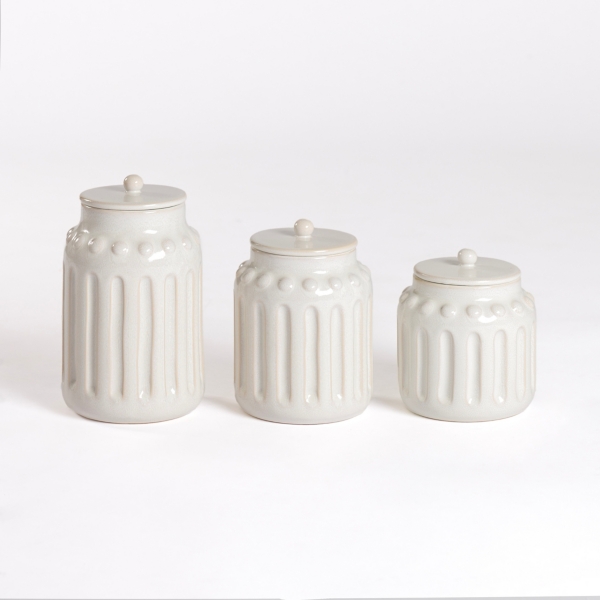 White Bubble Ceramic Canister, Set of 3 | Kirklands Home